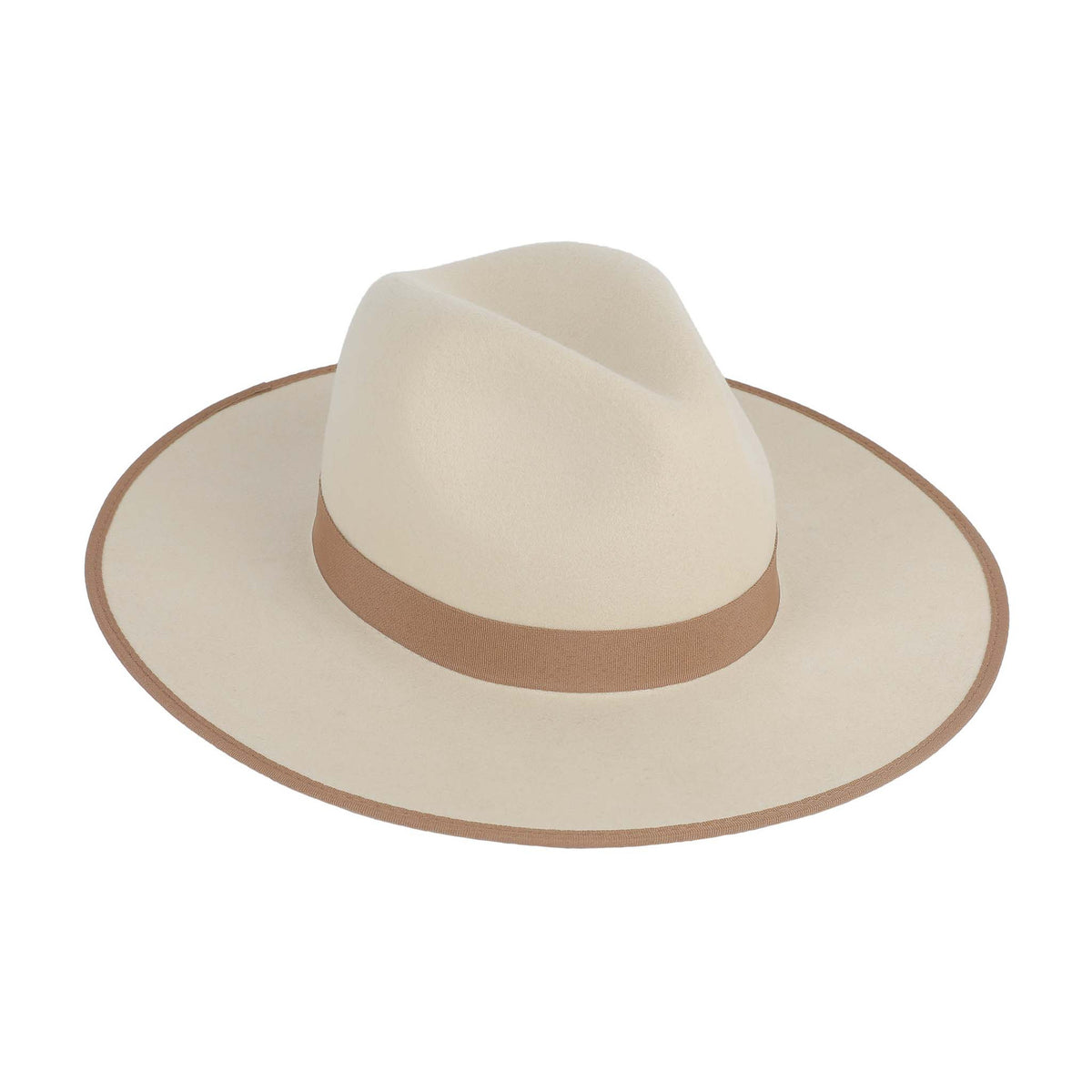Chapeau Fedora En Laine Beige, Bande Brune, Fait Main - Occasion, Style Classique Rétro