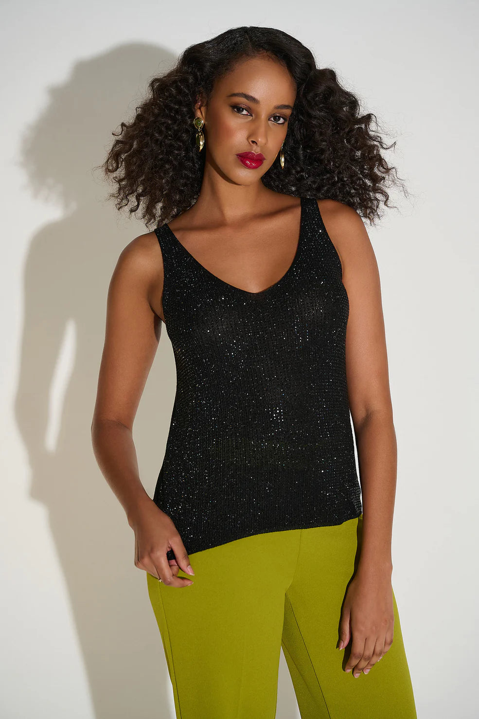 Joseph Ribkoff Sparkly Black V Neck Tank 252915F25 – Madd Style Boutique